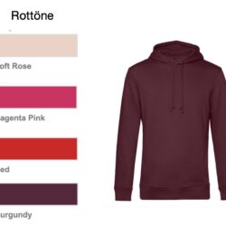 Hoodie Kollektion 4<br> Rottöne <br> Größe XS-M