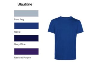 T-Shirt Kollektion 4<br> Blautöne <br> Größe XS-M