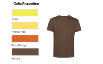 T-Shirt Kollektion 4<br> Gelb/Brauntöne <br> Größe XS-M