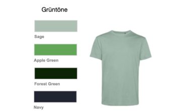 T-Shirt Kollektion 4<br> Grüntöne <br> Größe XS-M